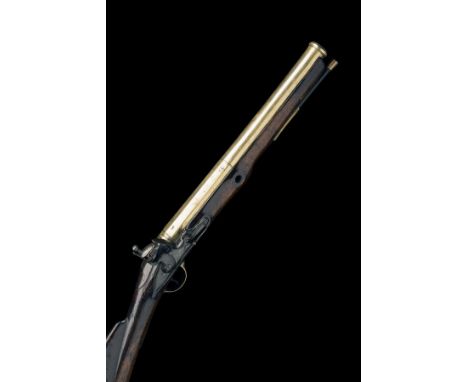 HENSHAW, LONDON A SCARCE 8-BORE FLINTLOCK BRASS-BARRELLED BLUNDERBUSS MUSKETOON, MODEL 'EAST INDIA COMPANY CONTRACT', no visi