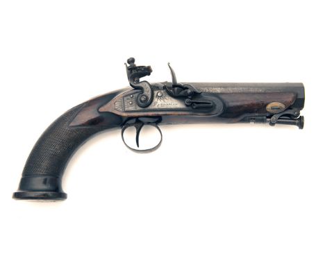 PROUDMAN, LONDON A 16-BORE FLINTLOCK HEAVY OVERCOAT PISTOL or MANSTOPPER, no visible serial number, circa 1800, with octagona