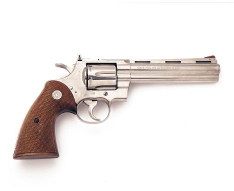 COLT, USA A SCARCE .357 (MAG) DOUBLE-ACTION NICKEL-PLATED REVOLVER, MODEL 'COLT PYTHON', serial no. 34116, for 1964, with 6in