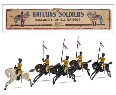 BRITAINS MODELS, ENGLAND A SCARCE BOXED SET OF FIVE CAVALRY FIGURES, MODEL SET 'No47 SKINNER'S HORSE', regd, design no. 45999