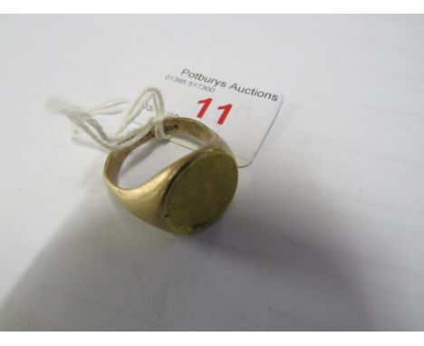 GENTS SIGNET RING, SHANK STAMPED 9 375, THE SHANK INFILLED, GROSS WEIGHT OF RING 7.9G, SIZE S/T FOR GUIDANCE ONLY