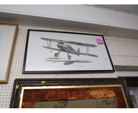 LIMITED EDTION PRINT OF BI-PLANE (KAYDET) AFTER BERT MADER, ENDORSED IN PENCIL