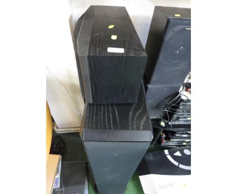 A PAIR OF MISSION MODEL 753 FLOOR STANDING SPEAKERS AND A MISSION 73 SPEAKER