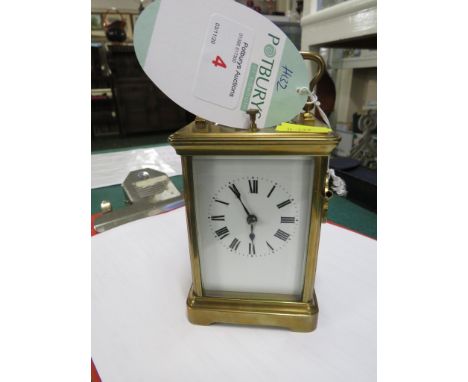 FRENCH BRASS REPEATING CARRIAGE CLOCK, ROMAN CHAPTER, WITH KEY