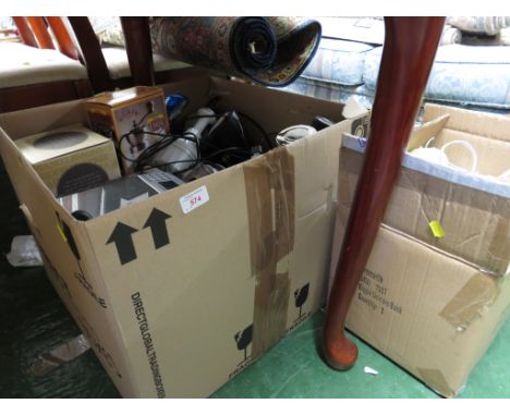 ASSORTED HOMEWARE INCLUDING SPEAKERS, COFFEE GRINDER, SCALES FAIRY, LIGHTS ETC (CONTENTS OF TWO BOXES)
