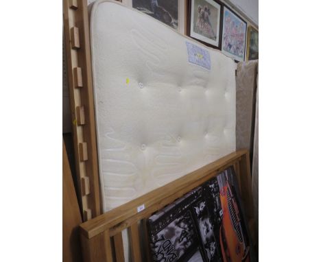LIGHT WOOD DOUBLE BED FRAME AND KOZE MATTRESS