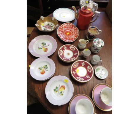 TEAPOT, SAUCERS CUPS AND SIDE PLATES (A/F)