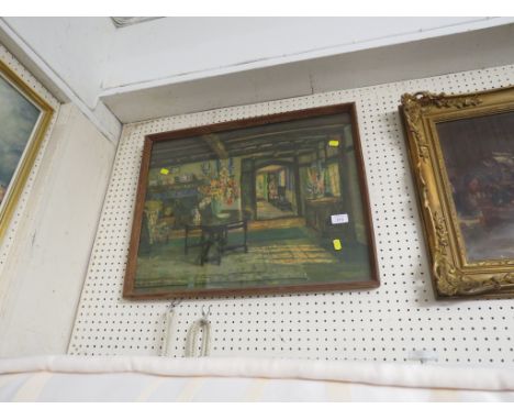 PRINT OF INTERIOR SCENE FRAMED AND GLAZED