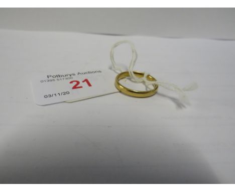 22 CARAT GOLD WEDDING RING, BRITISH HALLMARKS, 3.5G, SIZE L/M FOR GUIDANCE ONLY