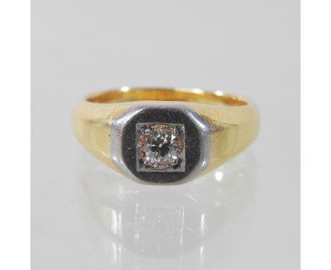 An 18 carat gold and diamond gypsy ring, approx 0.5 carats