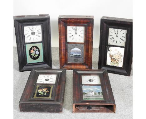 A 19th century American shelf clock, 39cm, together with four others