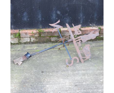 A black painted metal weather vane, 52cm