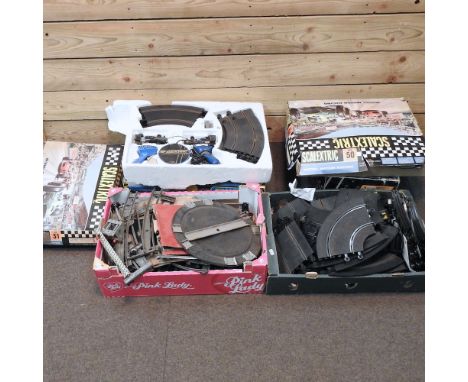 A collection of Scalextric, and additional track, together with Hornby O gauge track and accessories