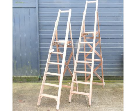 A wooden step ladder, 260cm, together with another