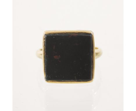 An 18 carat gold gentleman's bloodstone ring, of square design