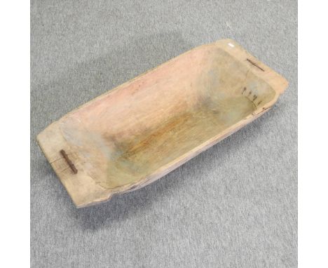 A 19th century pine dough trough, 91cm