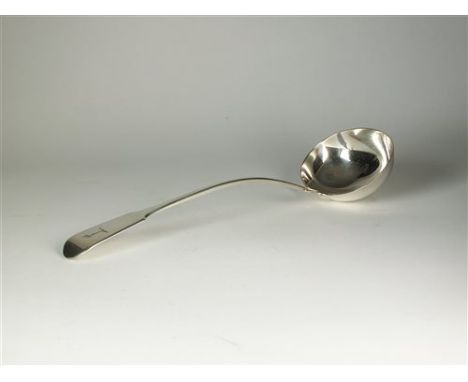 A George IV silver Fiddle pattern soup ladle, Sarah &amp; John William Blake, London 1821, with engraved crest to the termina