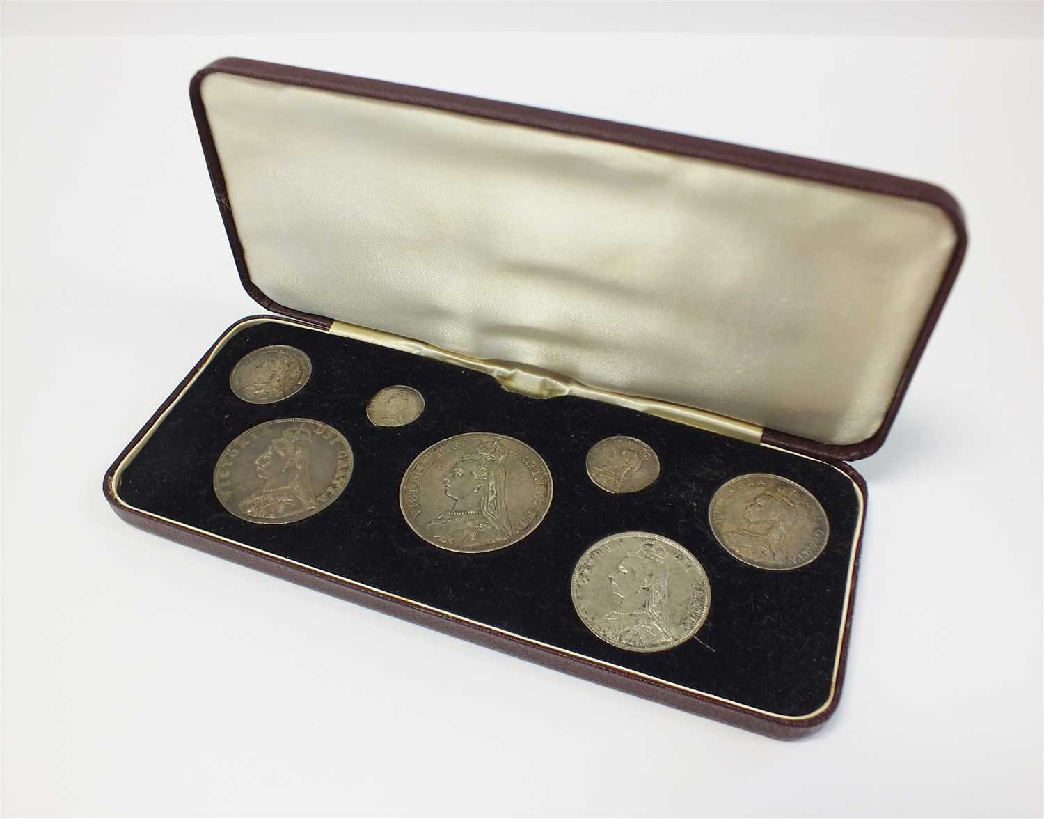 A Victoria Jubilee 1887 specimen seven coin set, crown to threepence ...