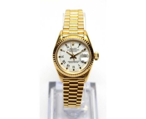 Rolex Oyster Perpetual Datejust Superlative Chronometer: a ladies 18ct yellow gold wristwatch, model no. 69178, serial no. E7