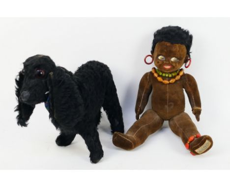 Farnells Alpha - Other - Two vintage dolls / soft toys. Lot consist of a Farnells Alpha jointed black baby velvet doll approx