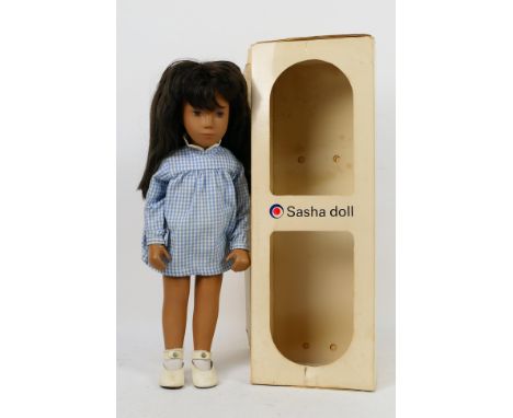 Trendon - Sasha Doll - A boxed brunette Sasha Doll with gingham dress # D366. She stands approximately 42 cm tall and appears