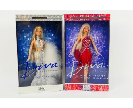Mattel - Barbie - 2 x boxed collector edition Barbie Diva dolls, Gone Platinum # 52739 and Red Hot # 56707. They appear Mint 
