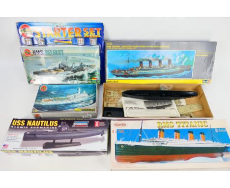 Airfix - Revell - Lindeberg - Zhengdefu - Five boxed plastic model ship kits in various scales. Lot includes Revell (M&S Heri