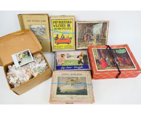 Victory - Simpkin Marshall - Raco - Chad Valley - Seven boxed vintage wooden jigsaw puzzles. Lot includes Simpkin Marshall 'P