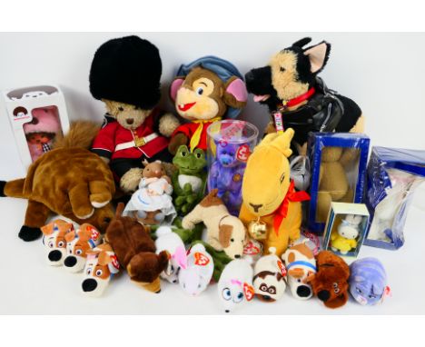 Ty Beanie - Build A Bear - Disney - Monchhichi - A collection of soft / plush toys that includes Ty-Beanies 'Clubby IV'; Ty B