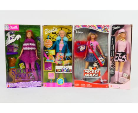 Mattel - Barbie - 4 x boxed dolls, Mickey Mouse # H6468, Scooby Doo2 # C6297, Times Square # 52630 and a Spot Scene Dalmation