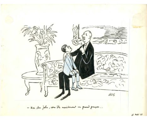 [KENNEDY JOHN F.]: (1917-1963) American President 1961-63. GUS (1911-1997) Gustave Erlich. French cartoonist, illustrator and