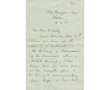 GORDON CHARLES: (1833-1885) British Major General, known as Chinese Gordon and Gordon of Khartoum. A.L.S., C. G. Gordon, two 