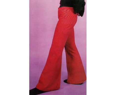 [HENDRIX JIMI]: (1942-1970) American rock guitarist and singer. A pair of funky red corduroy ribbed bell bottom trousers owne