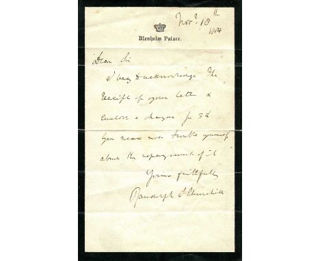 CHURCHILL RANDOLPH: (1849-1895) British statesman, father of Winston S. Churchill. Lord Randolph Churchill served as Secretar