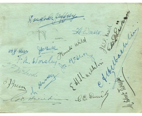 SHACKLETON-ROWETT EXPEDITION: An extremely rare group of eighteen signatures by various members of the Shackleton-Rowett Expe