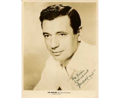 MONTAND YVES: (1921-1991) French actor and singer. Vintage signed and inscribed sepia 8 x 10 photograph, the 20th Century Fox