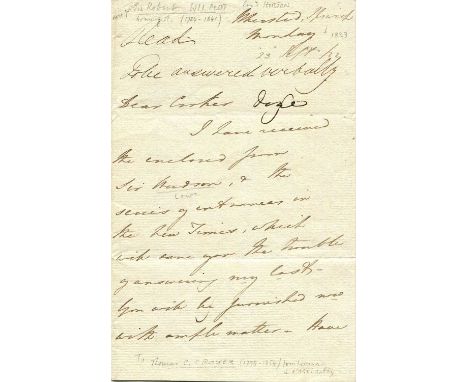 WILMOT-HORTON ROBERT: (1784-1841) British politician and colonial administrator. A.L.S., R Wilmot, three pages, 8vo, Wherstea