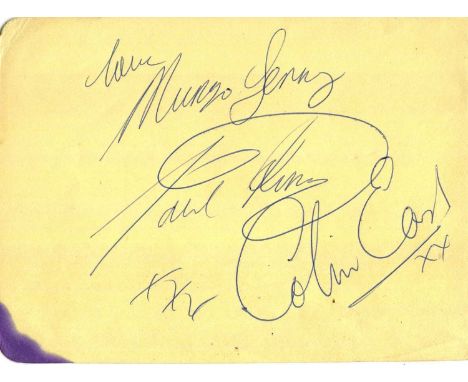 POPULAR MUSIC: A good, small selection of vintage signed album pages by various rock groups and popular singers of the late 1
