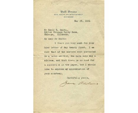 ADDAMS JANE: (1860-1935) American settlement activist & reformer, an important leader in the history of social work and women
