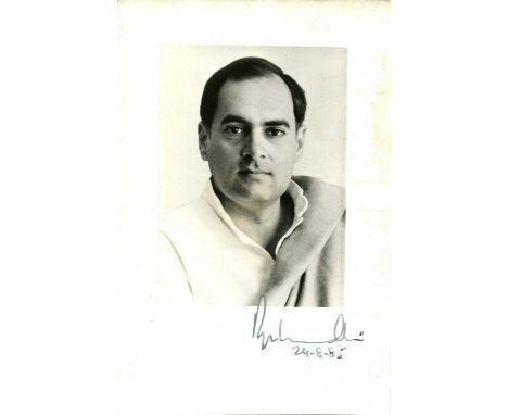 GANDHI RAJIV: (1944-1991) Indian politician who served as Prime Minister of India 1984-89. Assassinated. Signed 6 x 9 photogr