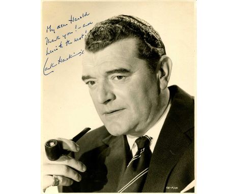 HAWKINS JACK: (1910-1973) English actor. A good vintage signed and inscribed sepia 7.5 x 9.5 photograph of Hawkins in a head 