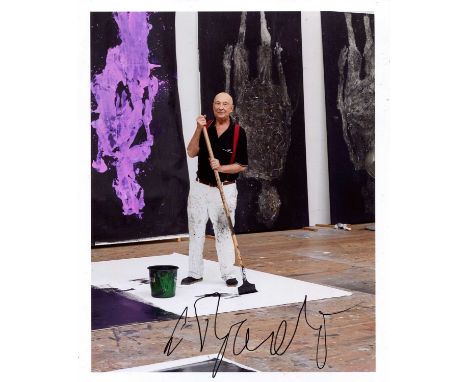 BASELITZ GEORG: (1938- ) German painter, sculptor and graphic artist. Signed colour 8 x 10 photograph of Baselitz standing in