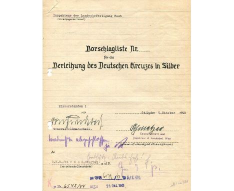 RUNDSTEDT GERD VON: (1875-1953) German Generalfeldmarschall of World War II, Knight's Cross winner with Oak Leaves and Swords