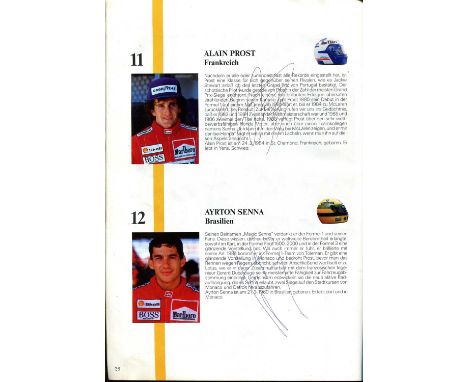 SENNA AYRTON: (1960-1994) Brazilian motor racing driver, Formula One World Champion 1988, 1990 & 1991. A printed 4to official