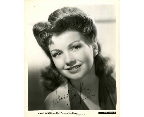 BAXTER ANNE: (1923-1985) American actress, Academy Award winner for Best Supporting Actress in 1946 for her role as Sophie Ne