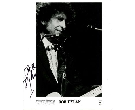 DYLAN BOB: (1941- ) American singer and songwriter, Nobel Prize winner for Literature, 2016. Signed 8 x 10 photograph of Dyla