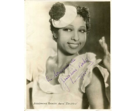 BAKER JOSEPHINE: (1906-1975) American-born French entertainer. A good vintage signed sepia 8.5 x 10.5 photograph of Baker in 