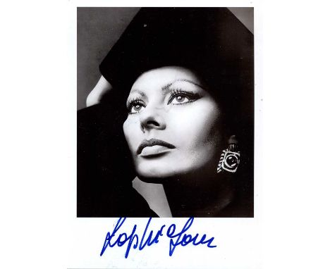 LOREN SOPHIA: (1934- ) Italian actress, Academy Award winner. Signed 5 x 7 photograph, an engaging portrait study of the actr