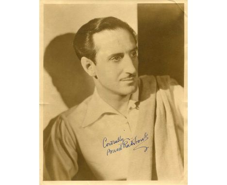 RATHBONE BASIL: (1892-1967) British actor, famous for his portrayal of Sherlock Holmes in a number of films. Vintage signed s