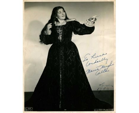 CALLAS MARIA: (1923-1977) American-born Greek soprano. A good vintage signed and inscribed 8 x 10 photograph of Callas standi
